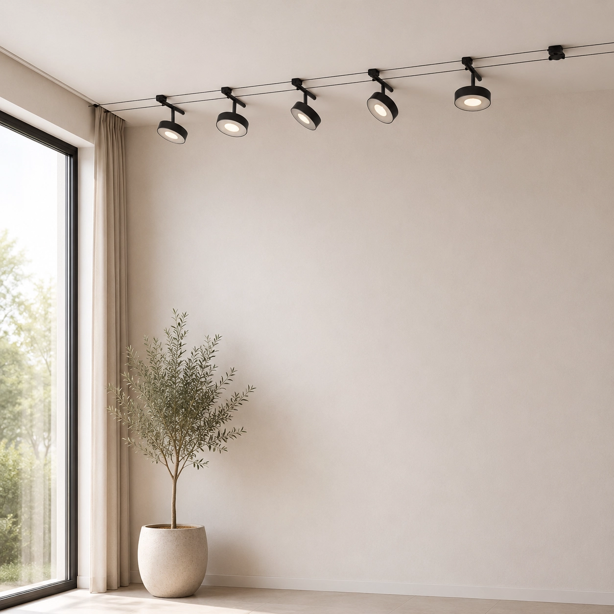 Kit spots sur câble Circle – Noir mat / Chrome