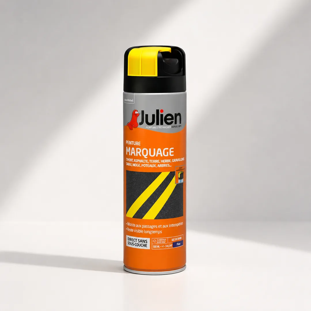 Peinture aérosol de marquage multi supports fluo jaune 500ml