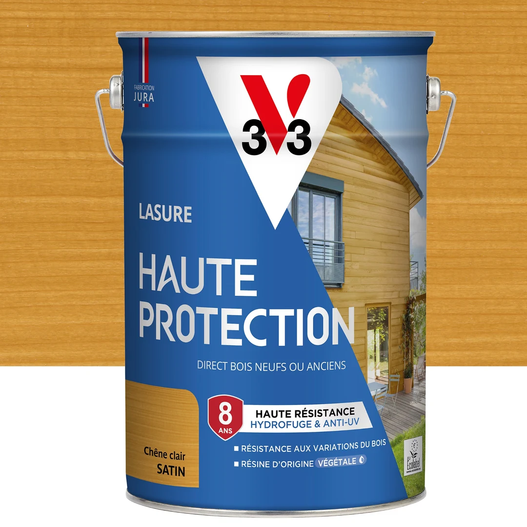 Lasure extérieure Haute Protection V33 chêne clair satin 5L
