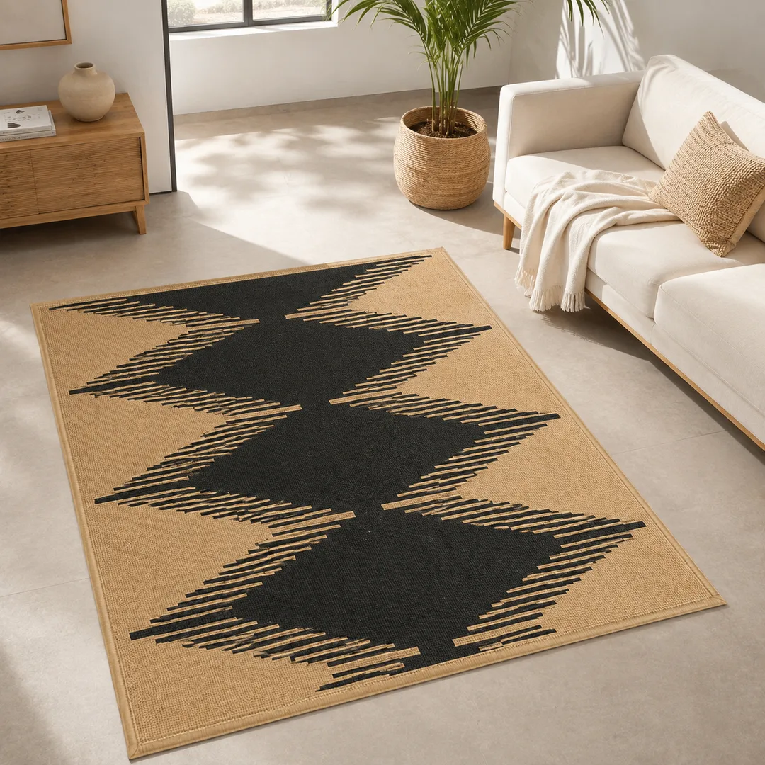 Tapis tissé plat Izel style ethnique naturel 200 × 150 cm