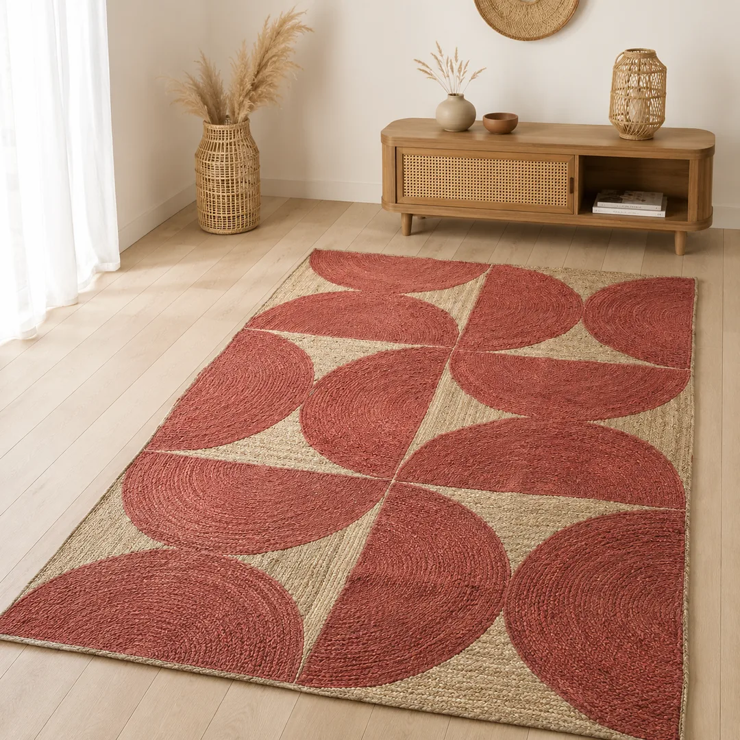 Tapis en jute Diabolo – Terracotta & naturel 160 × 230 cm