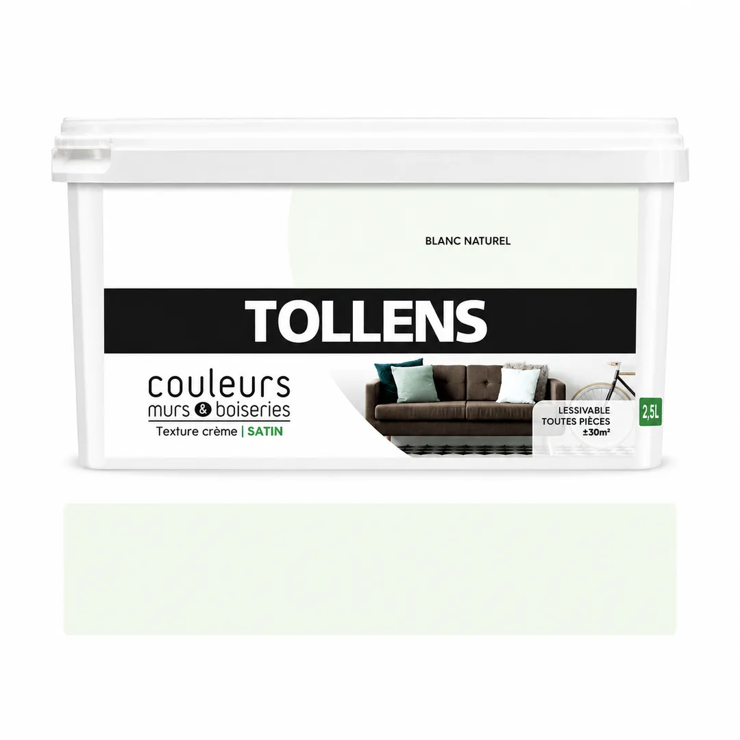 Peinture multi-supports Tollens Blanc Naturel Satin 2,5 L