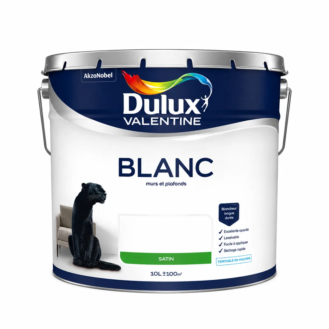 Peinture murs & plafonds Dulux Blanc Satin – 10L