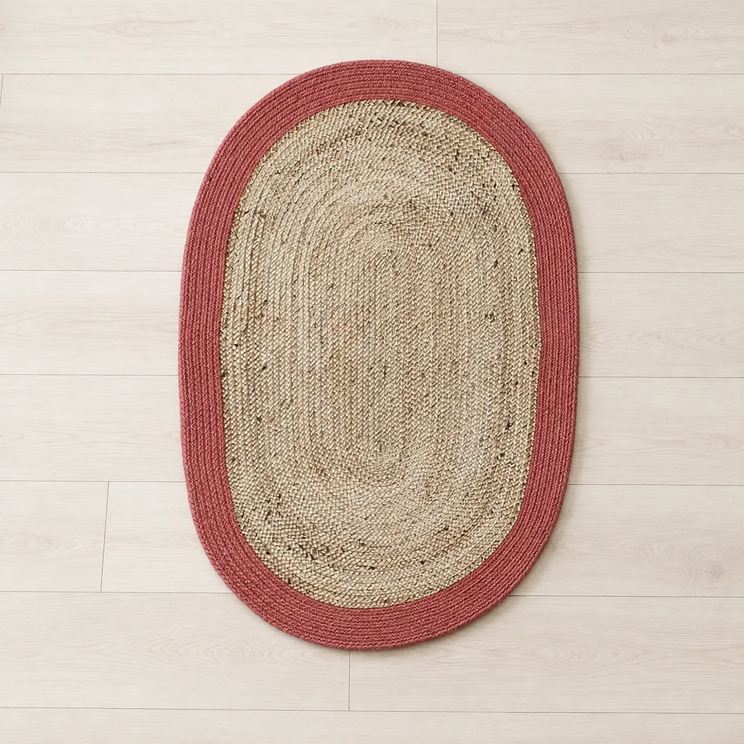 Tapis Bombay en fibres naturelles 70 × 140 cm – Jute & terracotta – Bicolore
