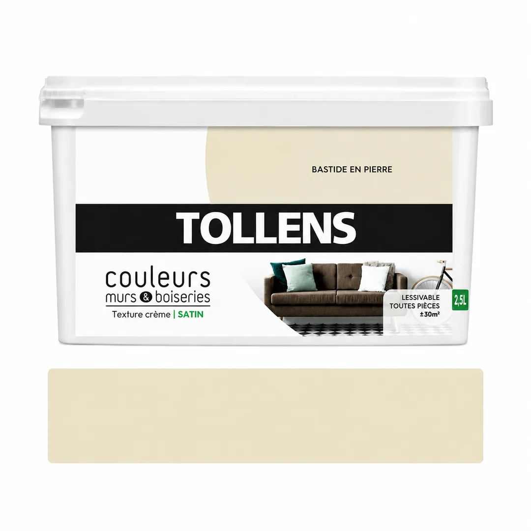 Peinture Tollens murs & boiseries – Bastide en pierre – Satin – 2,5 L