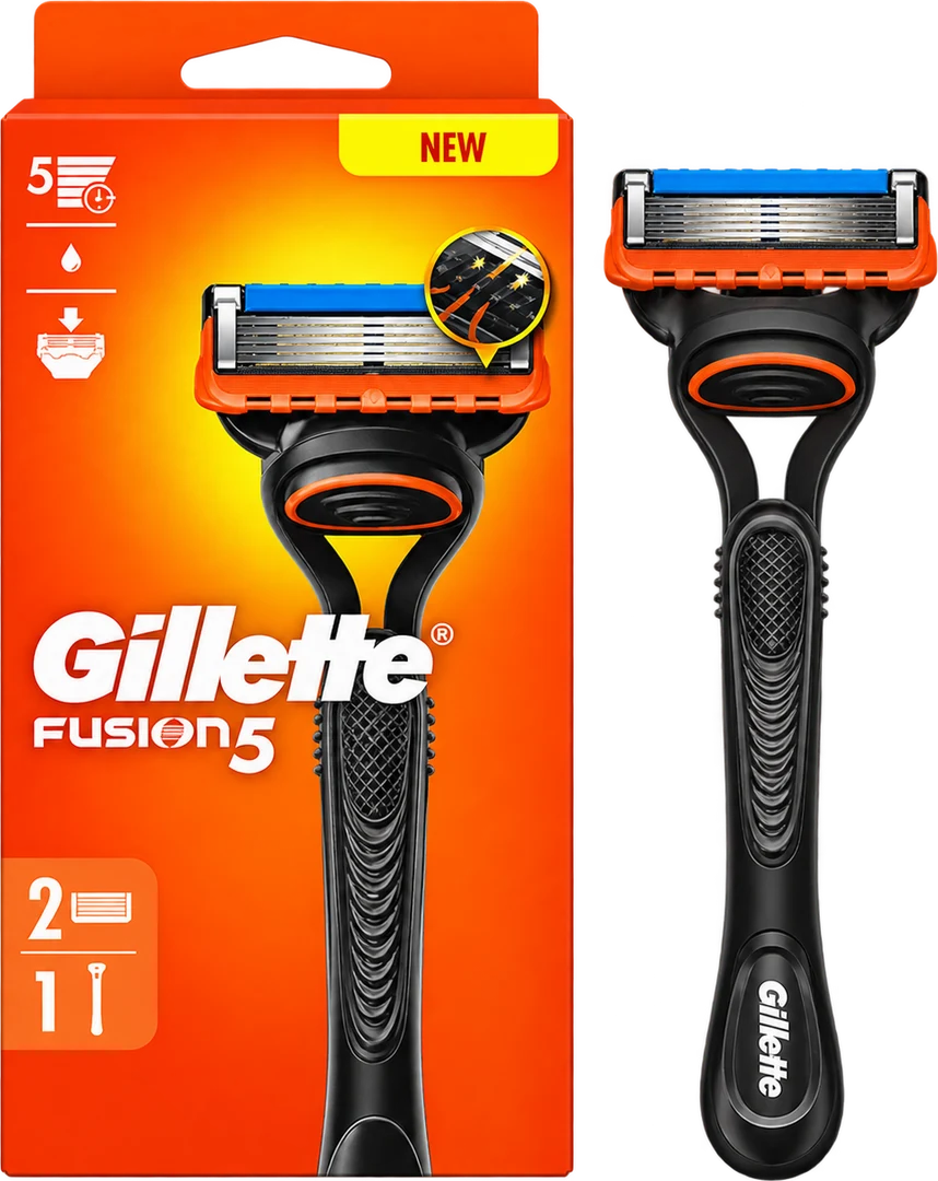 Gillette Fusion5 – Rasoir Homme avec 2 lames de rechange – Noir
