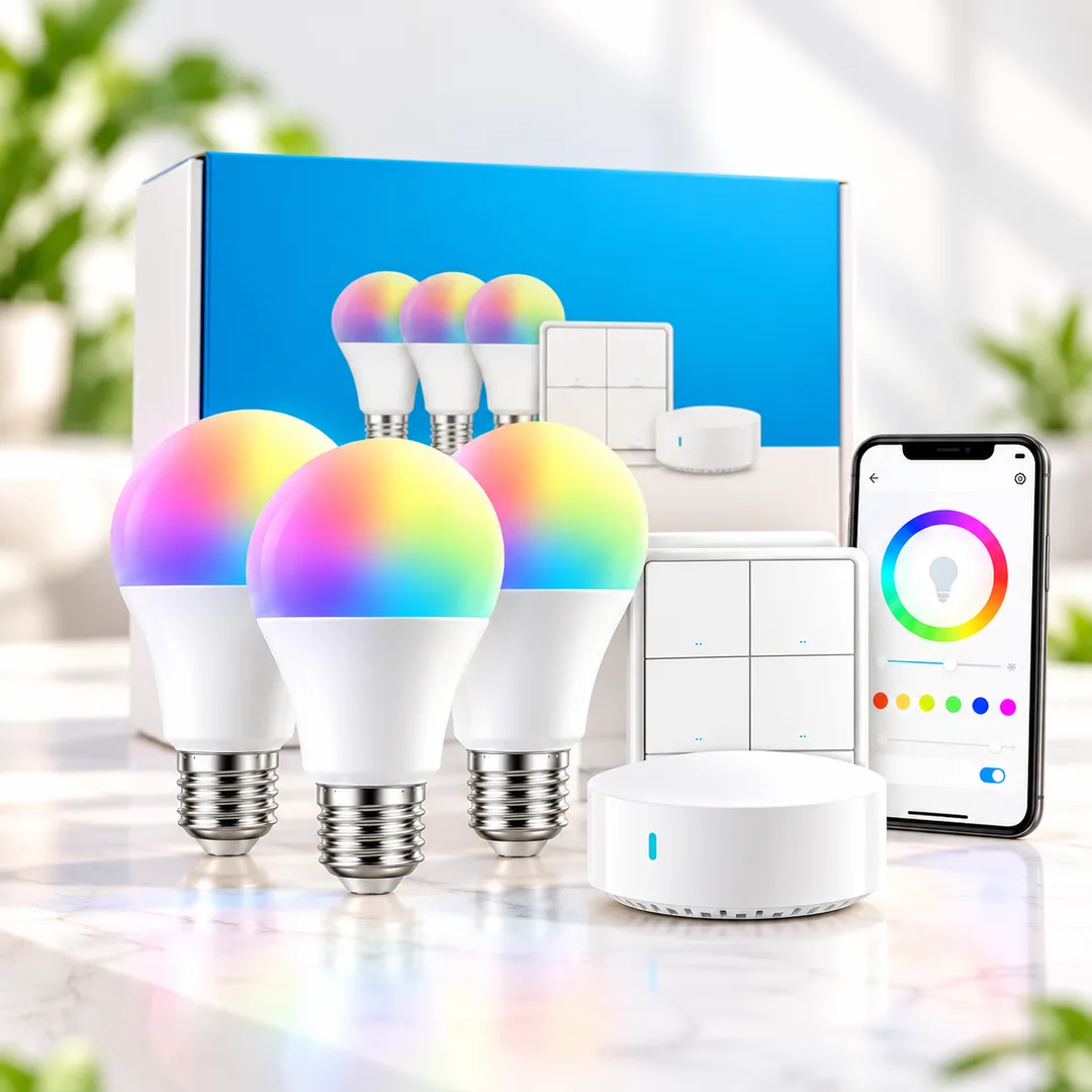 Kit d’éclairage connecté BroadLink FastCon – 3 ampoules RGB + interrupteur + hub
