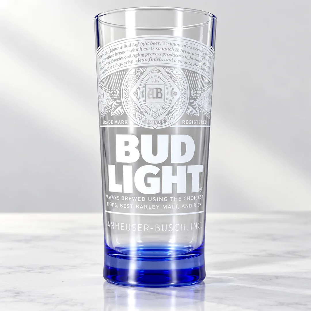 Verre à bière Bud Light – Base bleue – env. 30 cl