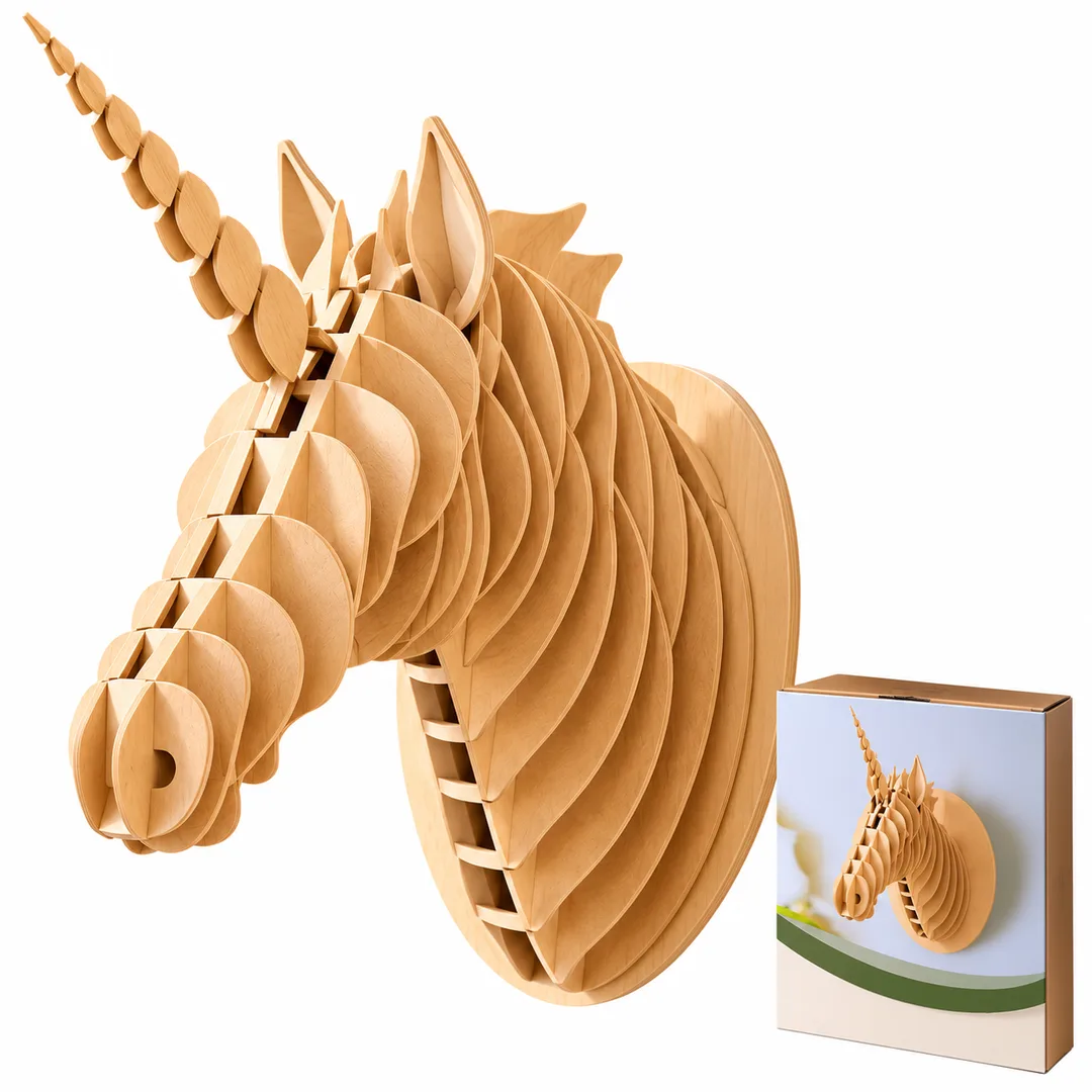 Tête de Licorne en carton – Puzzle 3D décoratif à assembler