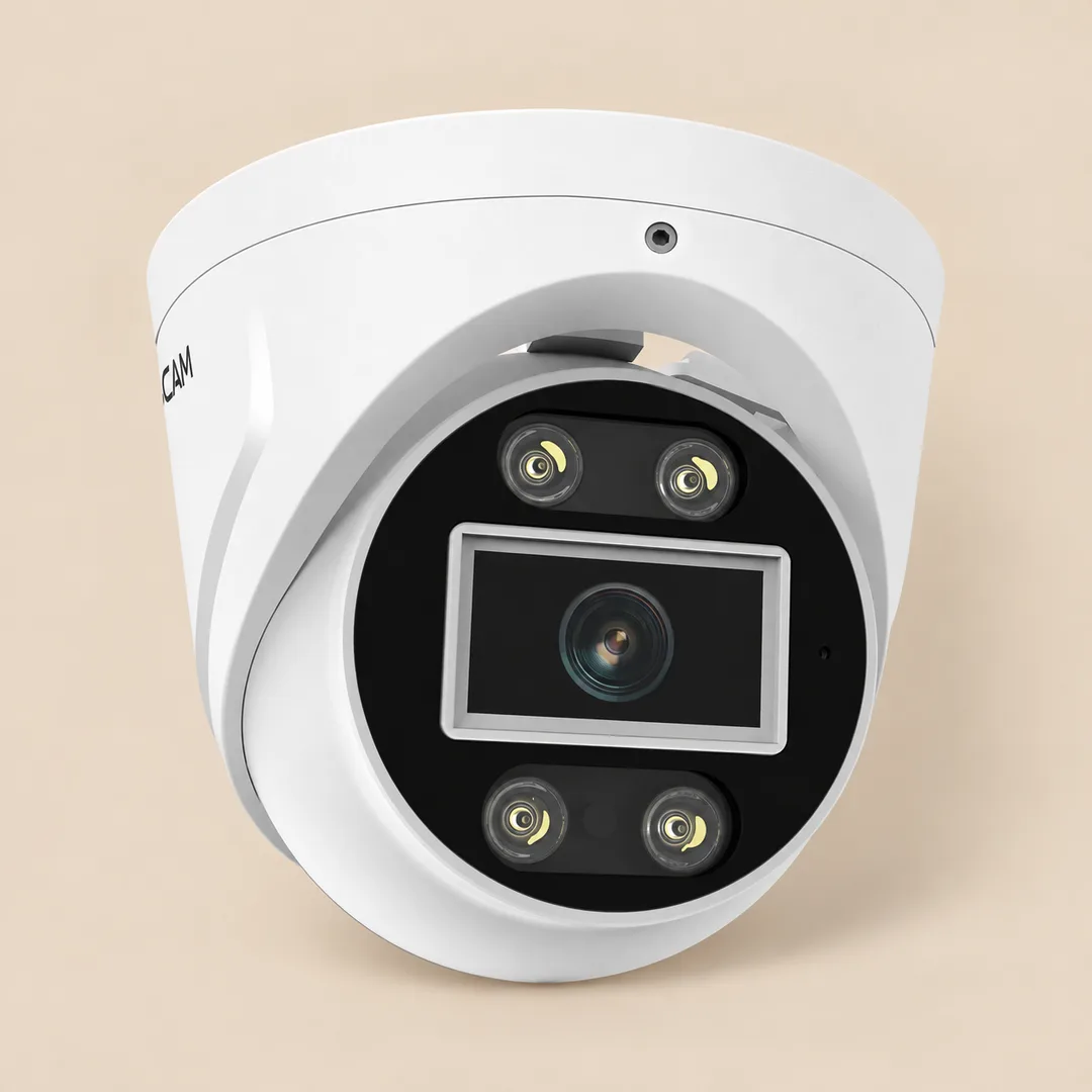 Caméra dôme IP extérieure PoE 5 MP avec spots lumineux et sirène - Foscam T5EP Blanc