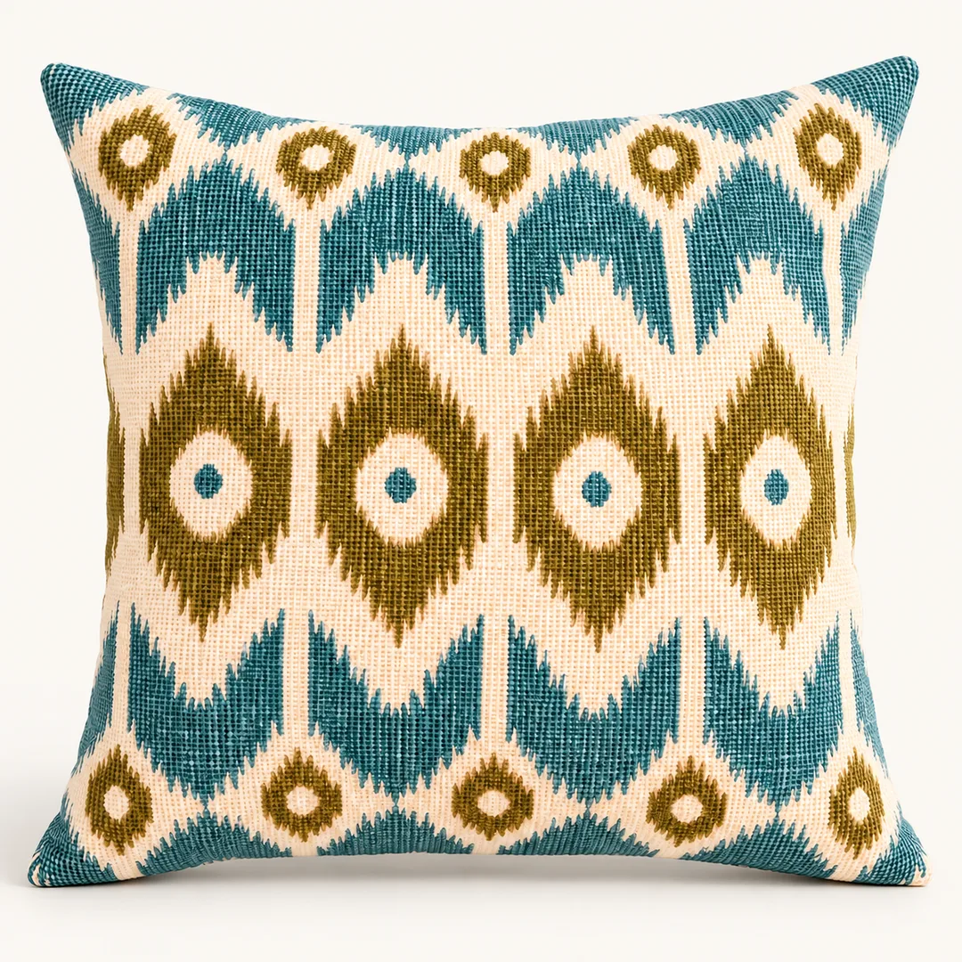 Housse de coussin décorative en coton 45 × 45 cm – Style bohème – Fermeture éclair