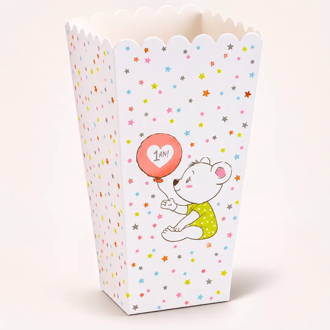 Lot de 8 boîtes à popcorn en carton – Anniversaire 1 an